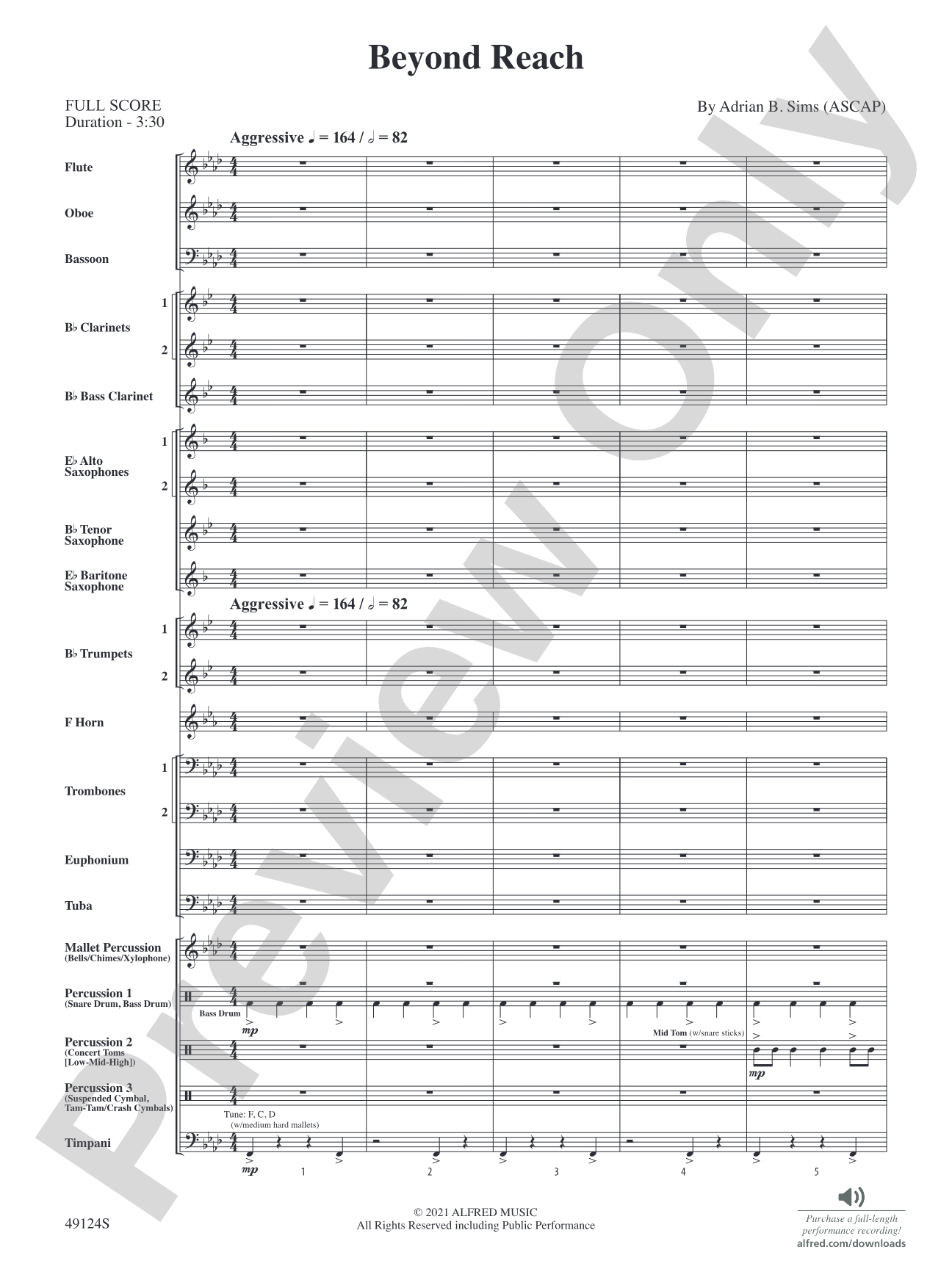 Beyond Reach: Concert Band Conductor Score & Parts
