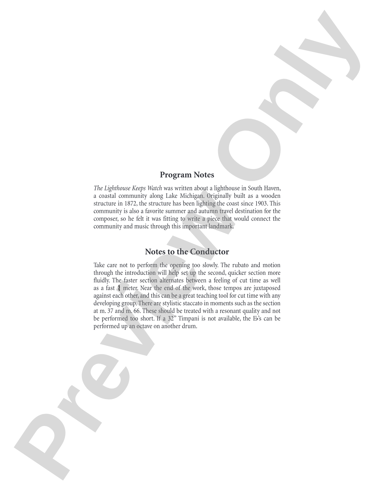 The Lighthouse Keeps Watch: Concert Band Conductor Score & Parts