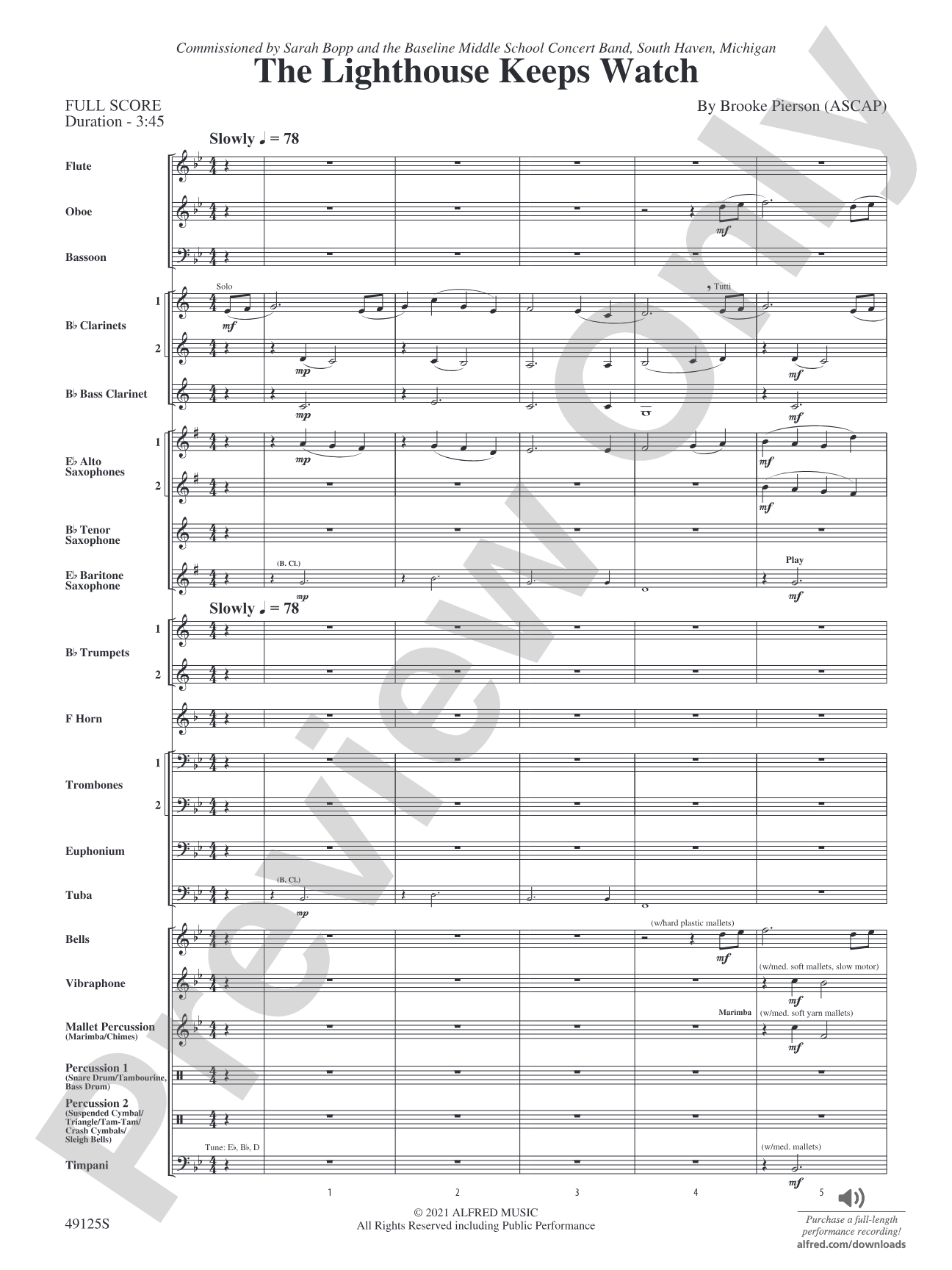 The Lighthouse Keeps Watch: Concert Band Conductor Score & Parts