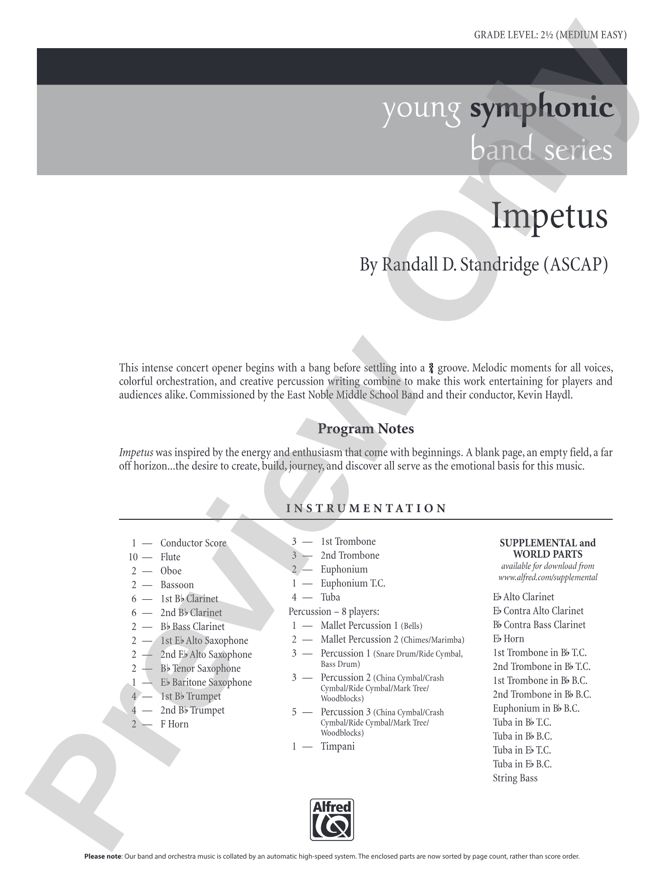 Impetus: Concert Band Conductor Score & Parts