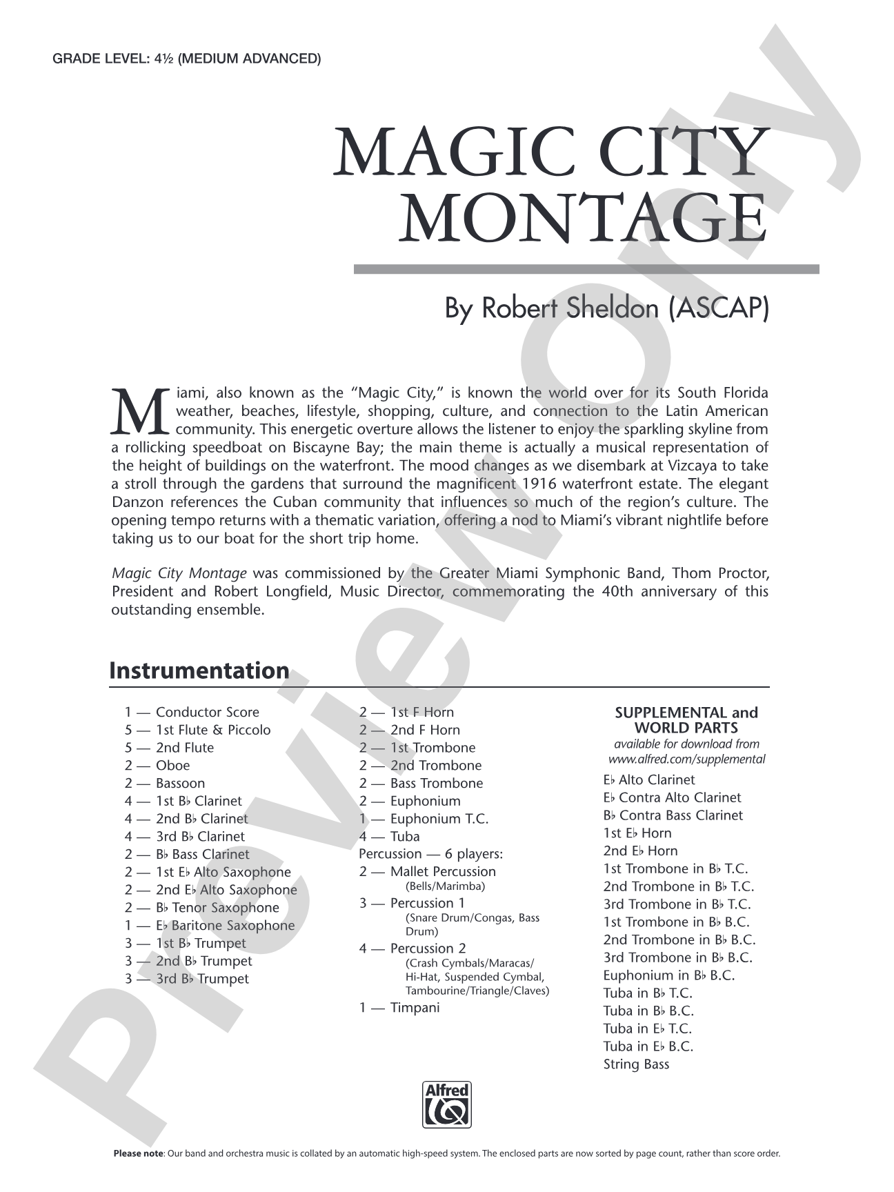 Magic City Montage: Concert Band Conductor Score & Parts
