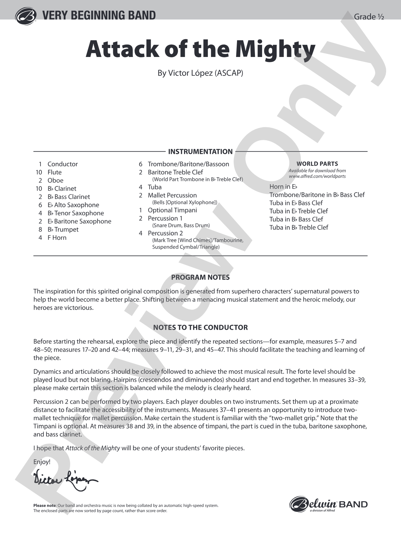 Attack of the Mighty: Concert Band Conductor Score & Parts