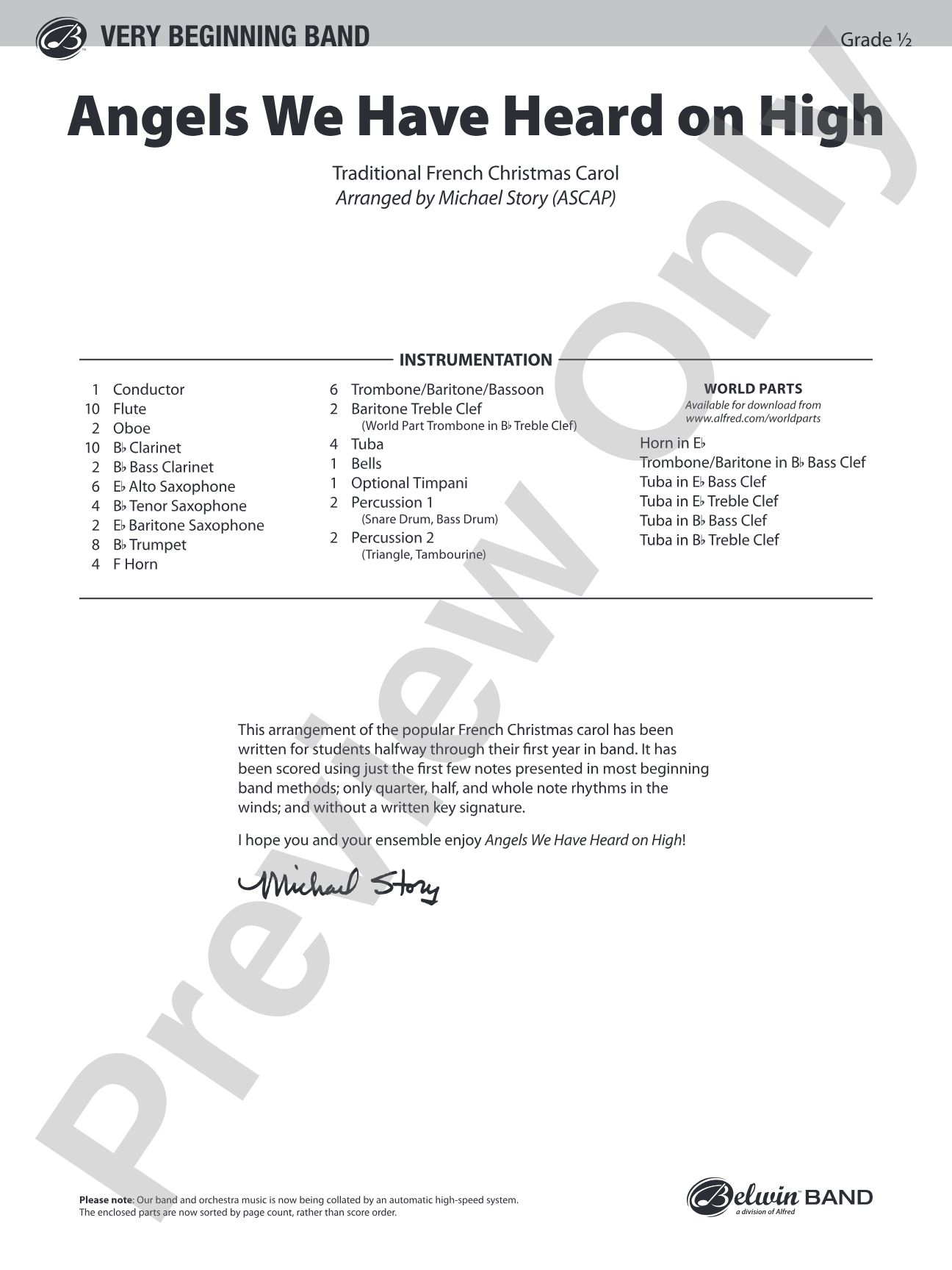 Angels We Have Heard on High: Concert Band Conductor Score & Parts
