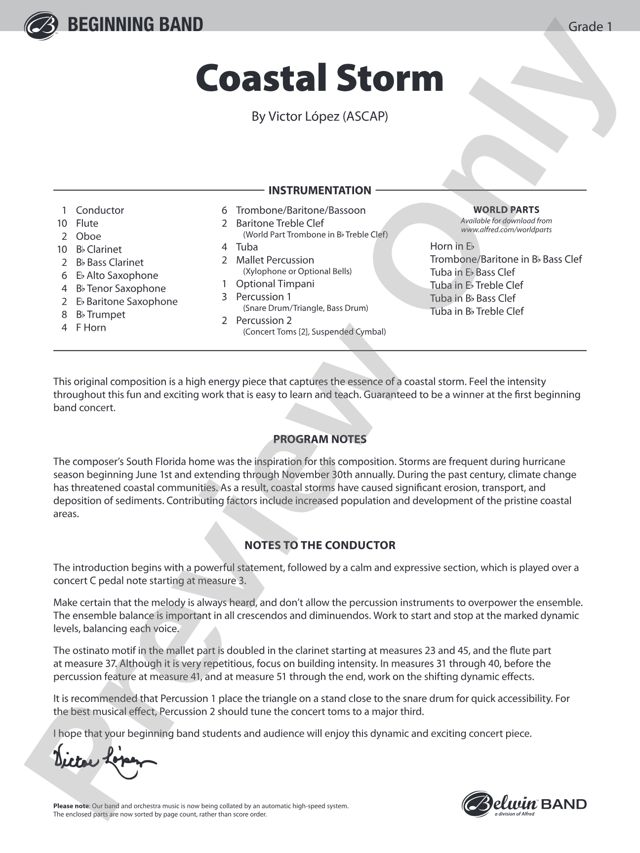 Coastal Storm: Concert Band Conductor Score & Parts