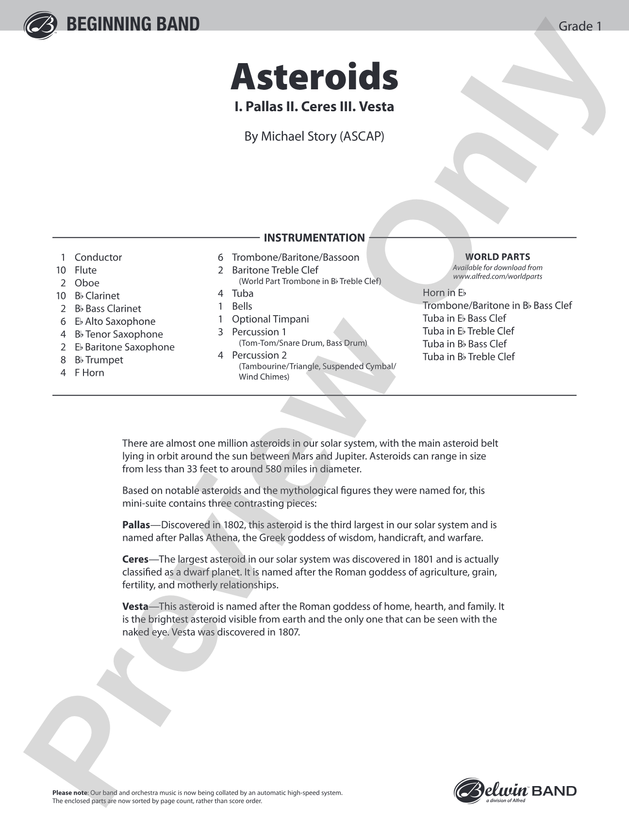 Asteroids: Concert Band Conductor Score & Parts
