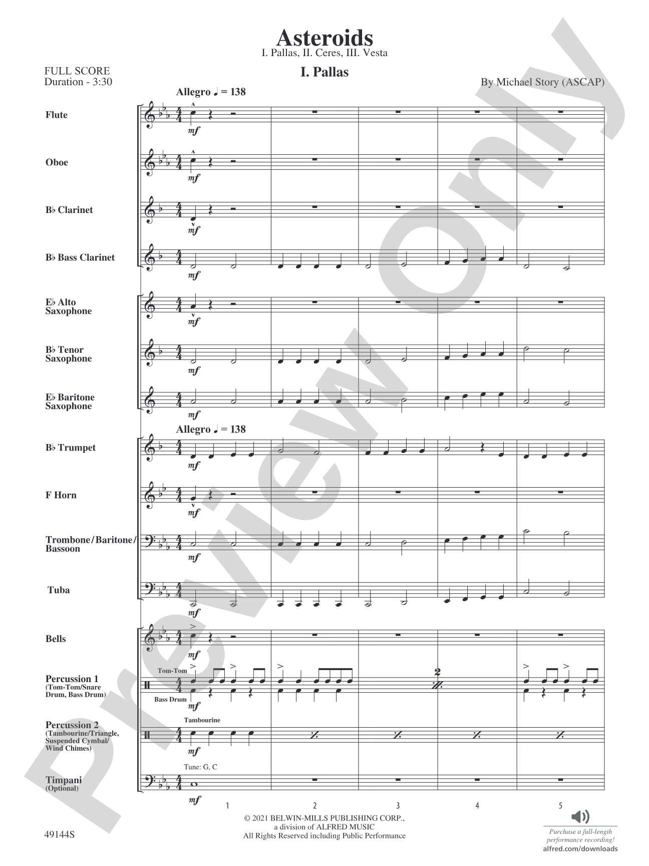Asteroids: Concert Band Conductor Score & Parts