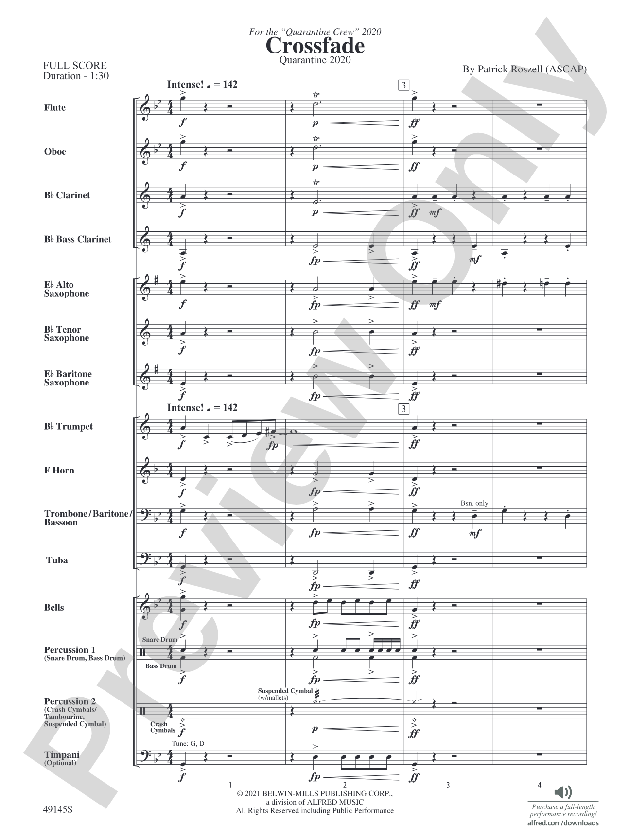 Crossfade: Concert Band Conductor Score & Parts