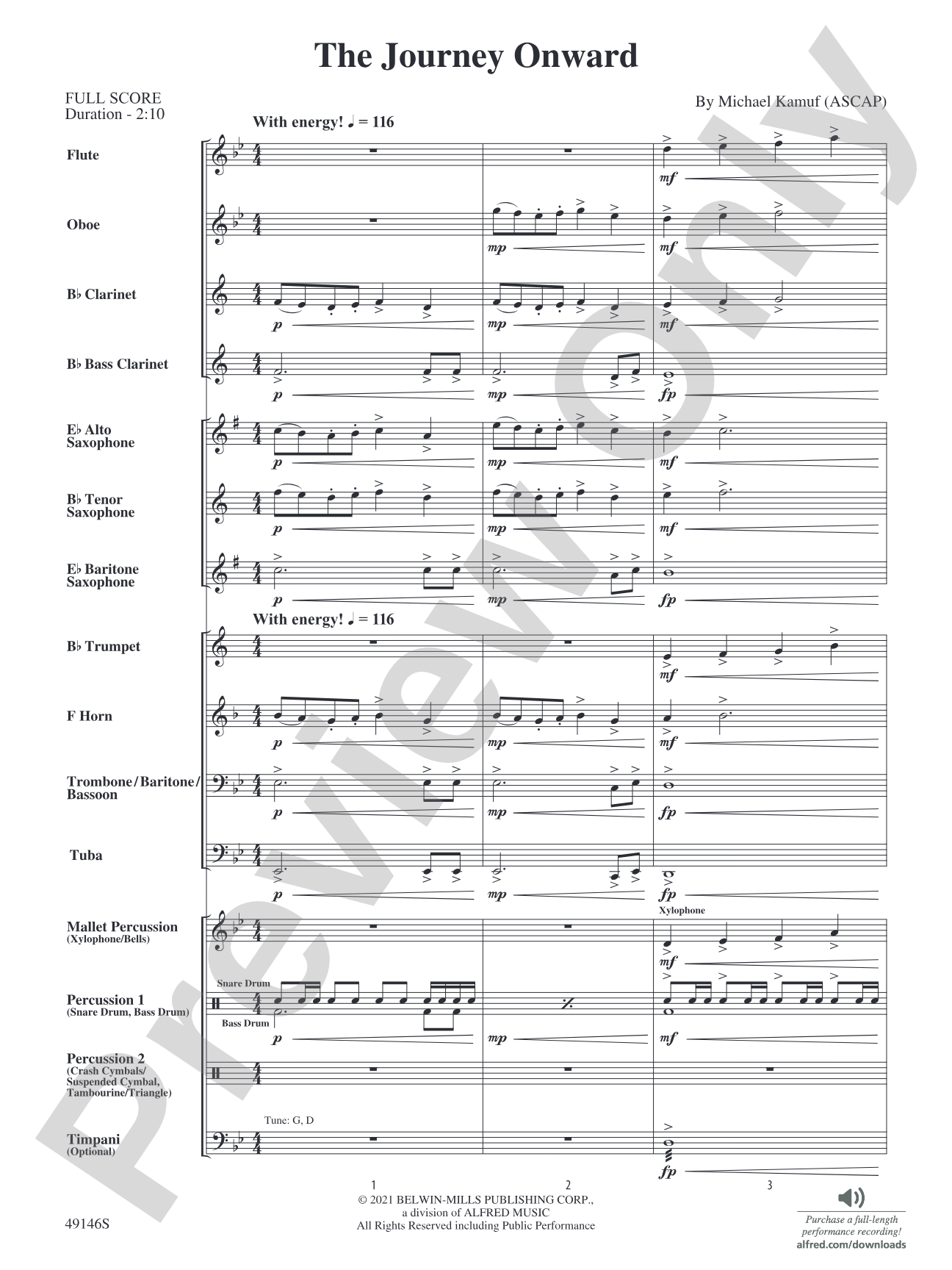 The Journey Onward: Concert Band Conductor Score & Parts