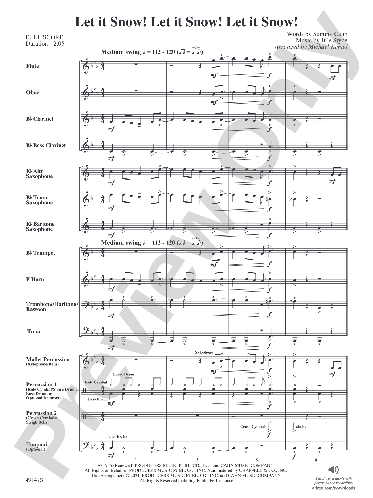Let It Snow! Let It Snow! Let It Snow!: Concert Band Conductor Score & Parts
