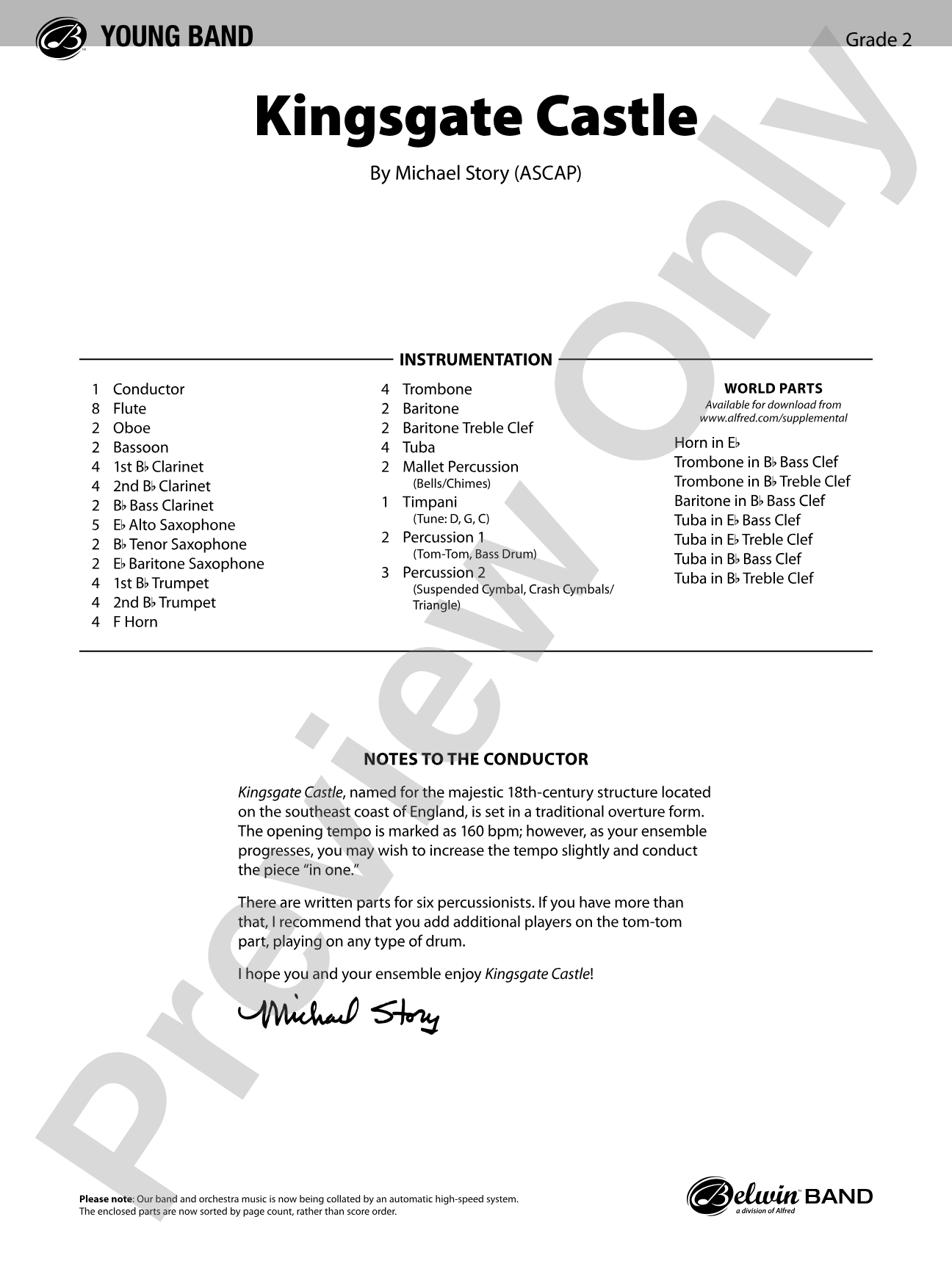 Kingsgate Castle: Concert Band Conductor Score & Parts