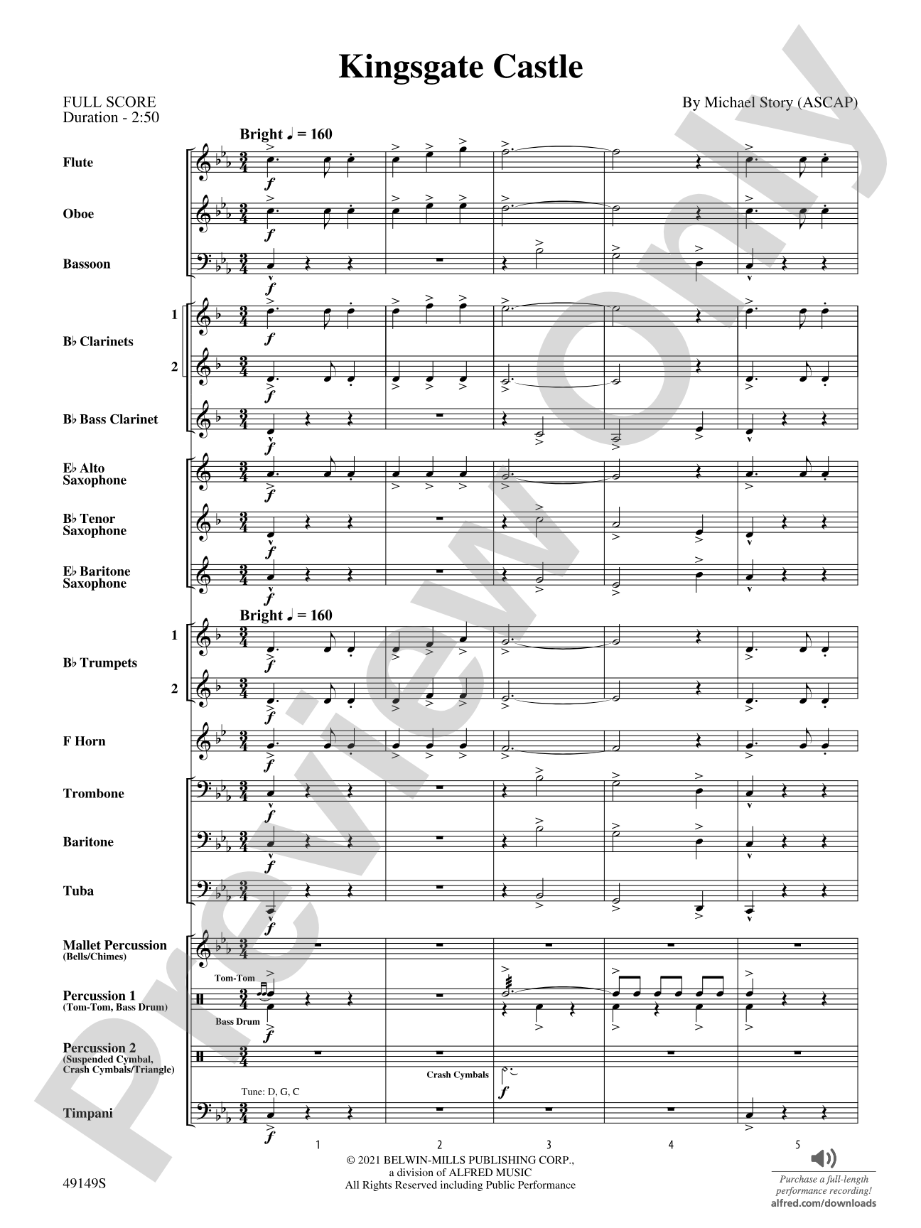 Kingsgate Castle: Concert Band Conductor Score & Parts