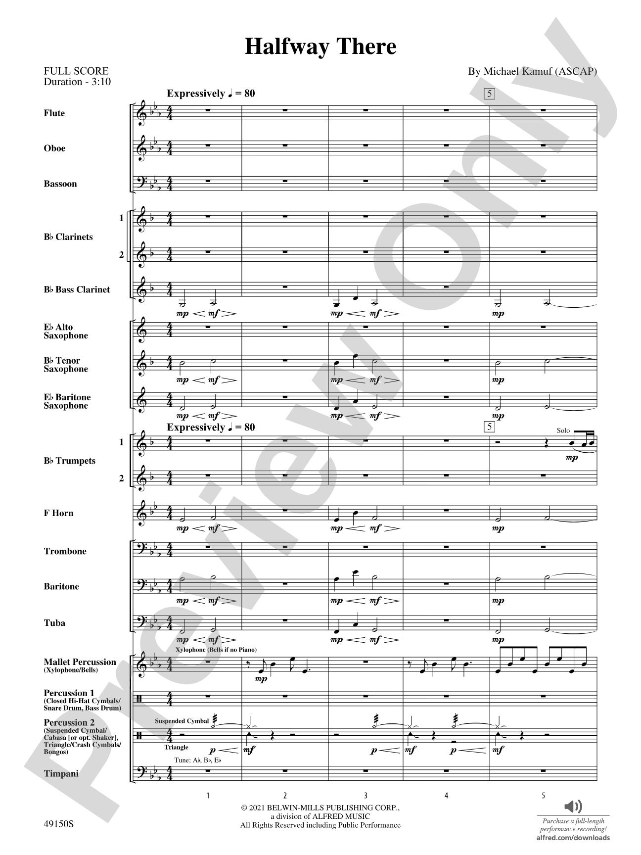 Halfway There: Concert Band Conductor Score & Parts