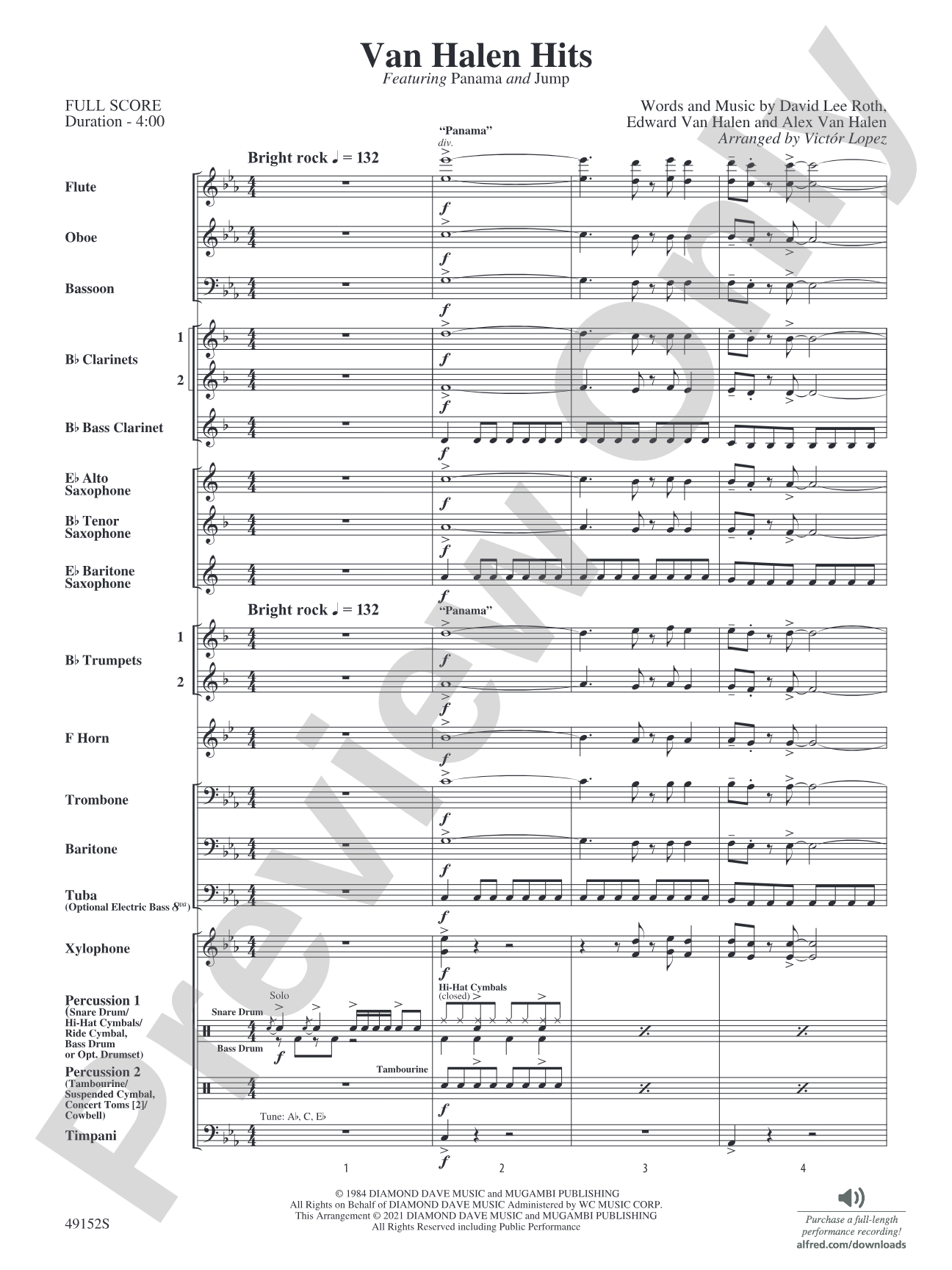 Van Halen Hits: Concert Band Conductor Score & Parts