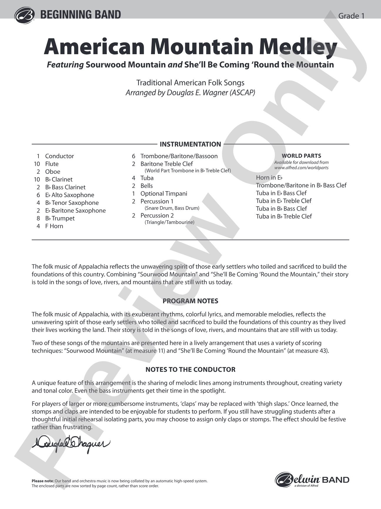 American Mountain Medley: Score