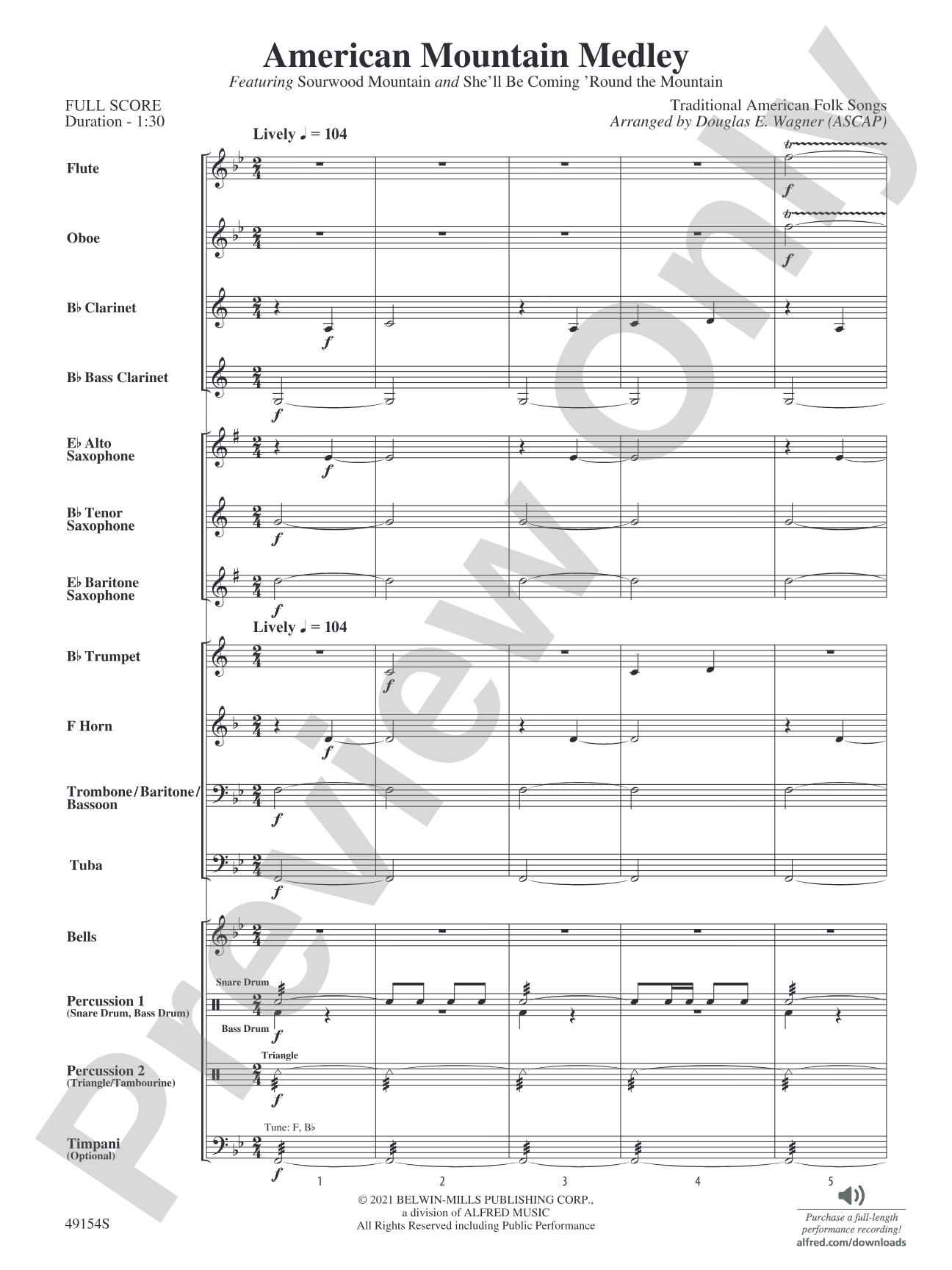 American Mountain Medley: Score