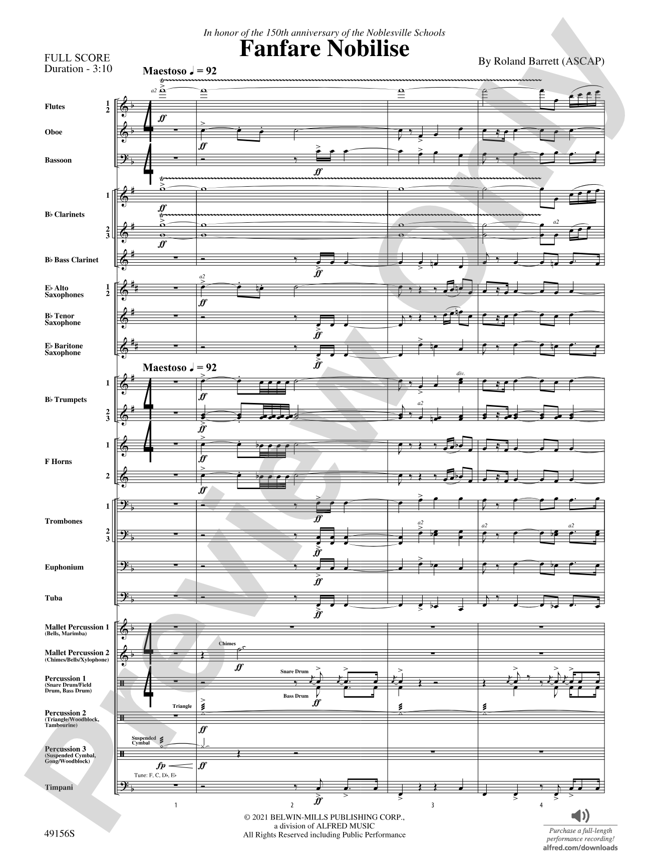 Fanfare Nobilise: Concert Band Conductor Score & Parts