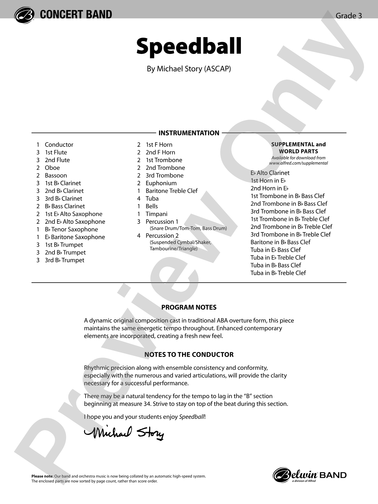 Speedball: Concert Band Conductor Score & Parts