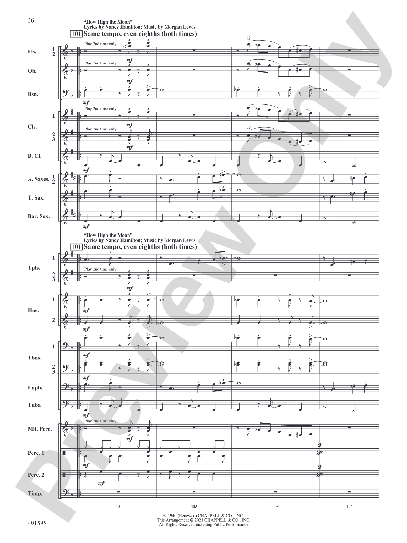 Swingin' on the Moon: Concert Band Conductor Score & Parts