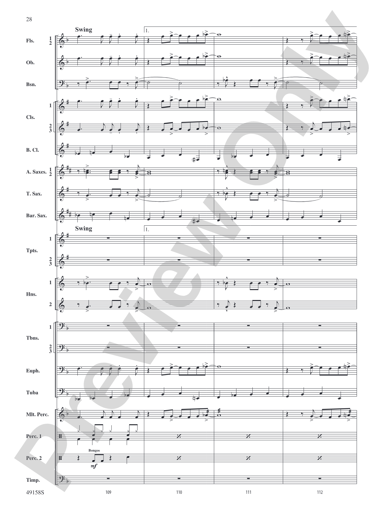 Swingin' on the Moon: Concert Band Conductor Score & Parts