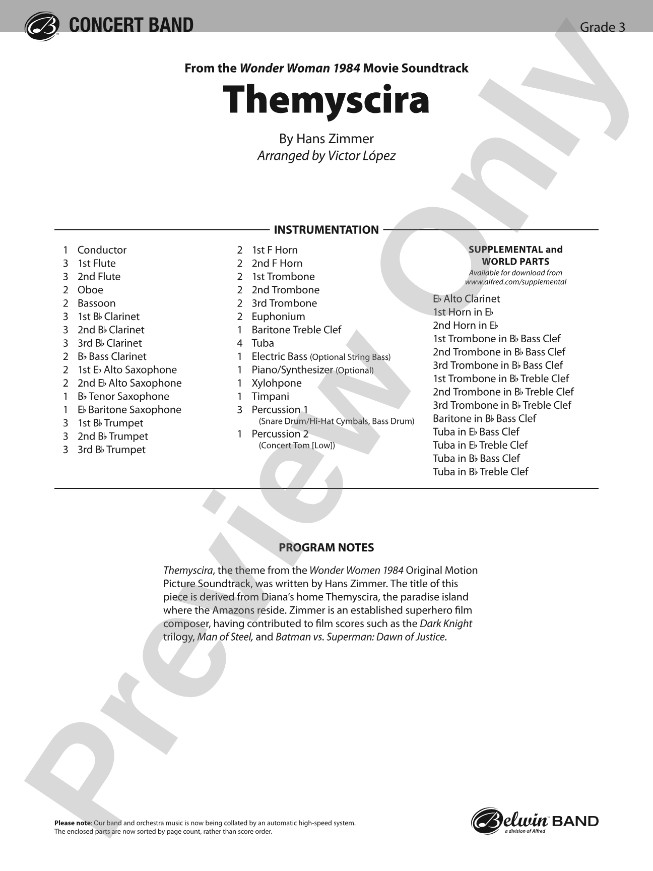Themyscira: Concert Band Conductor Score & Parts