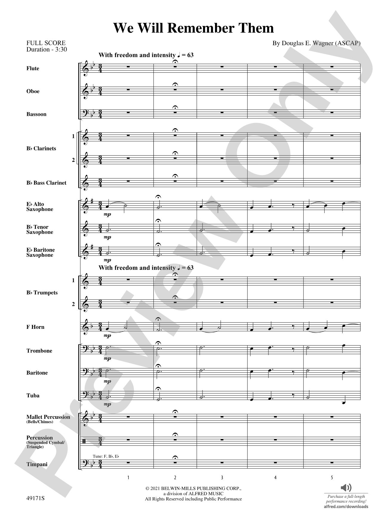 We Will Remember Them: Concert Band Conductor Score & Parts