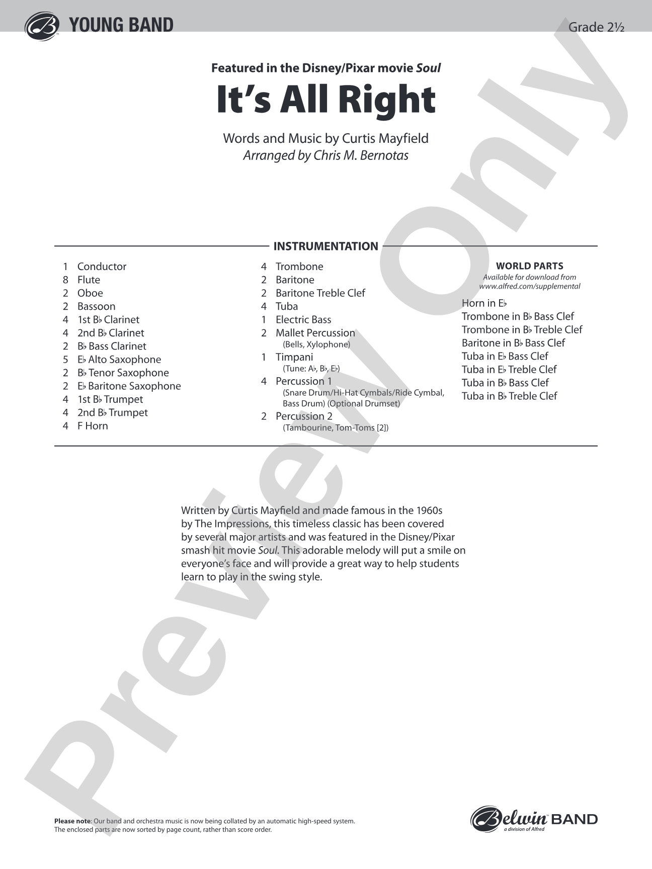 It's All Right: Concert Band Conductor Score & Parts