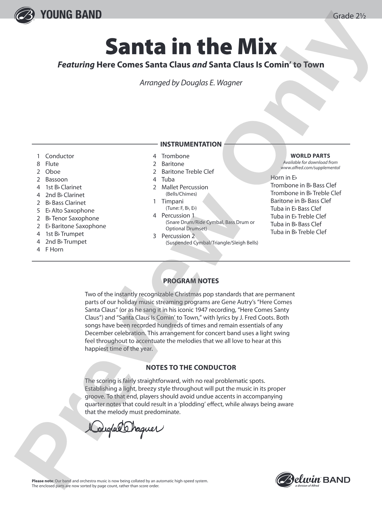 Santa in the Mix: Concert Band Conductor Score & Parts