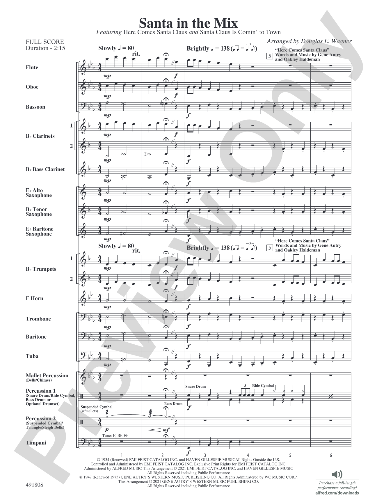 Santa in the Mix: Concert Band Conductor Score & Parts