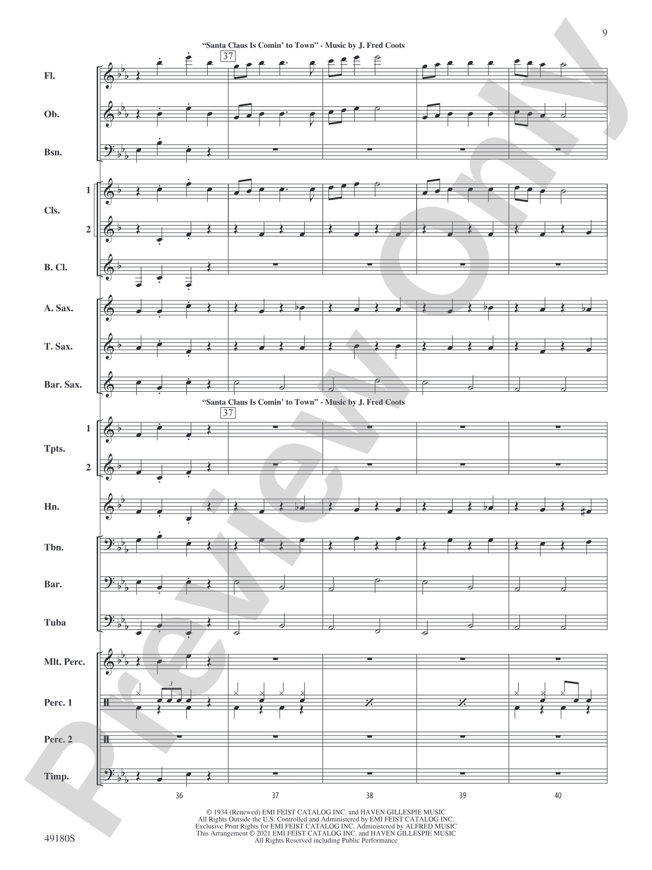 Santa in the Mix: Concert Band Conductor Score & Parts