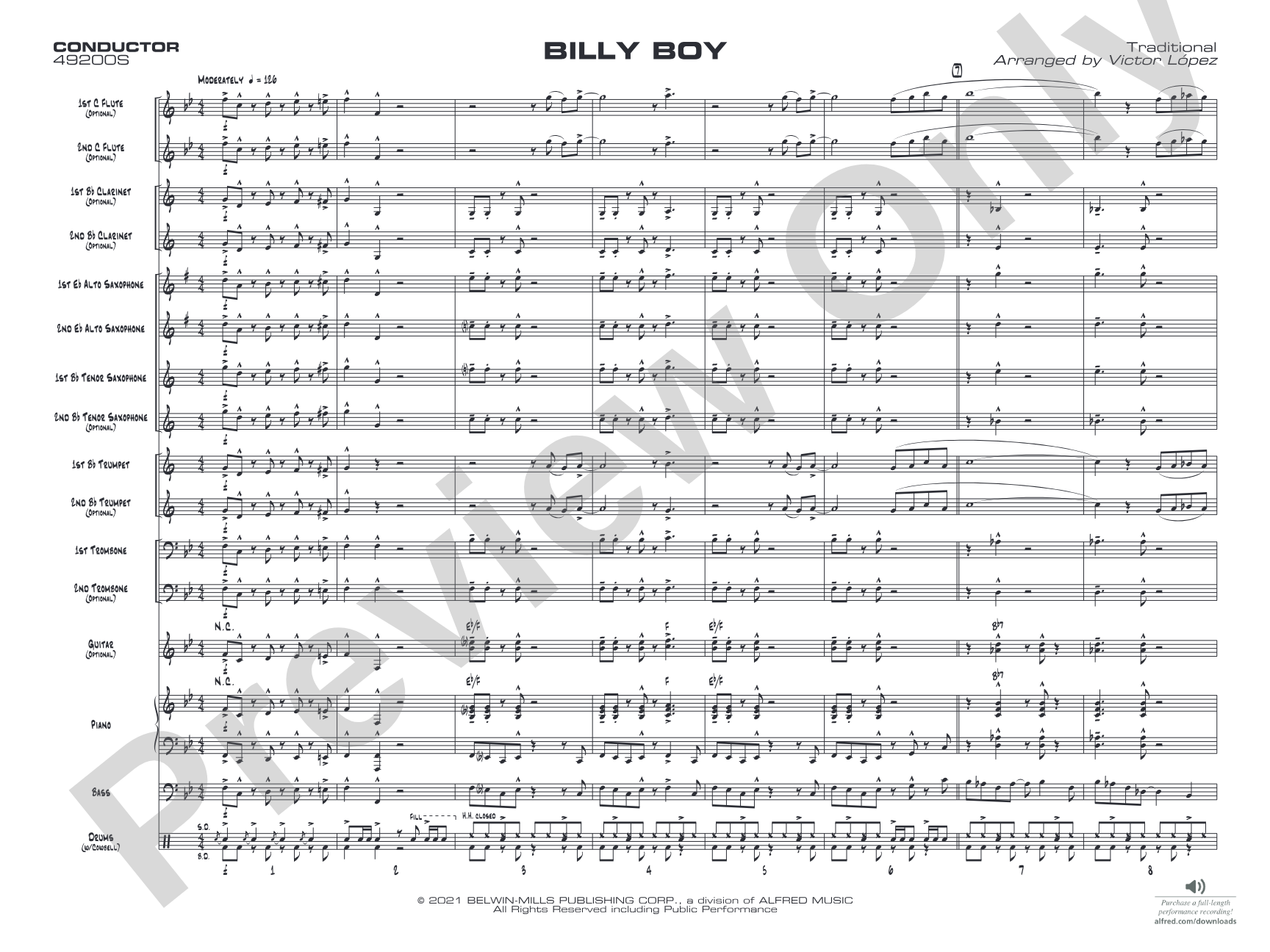 Billy Boy: Jazz Ensemble Conductor Score & Parts