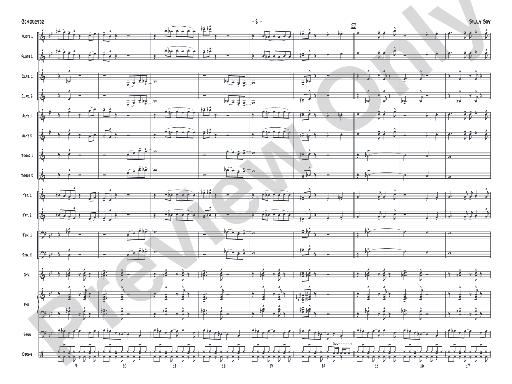 Billy Boy: Jazz Ensemble Conductor Score & Parts