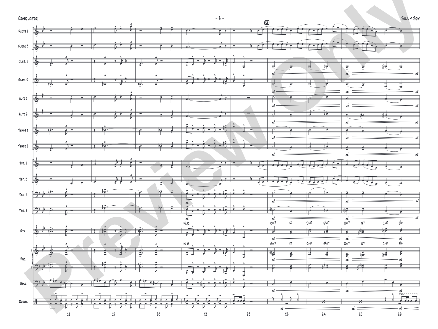 Billy Boy: Jazz Ensemble Conductor Score & Parts
