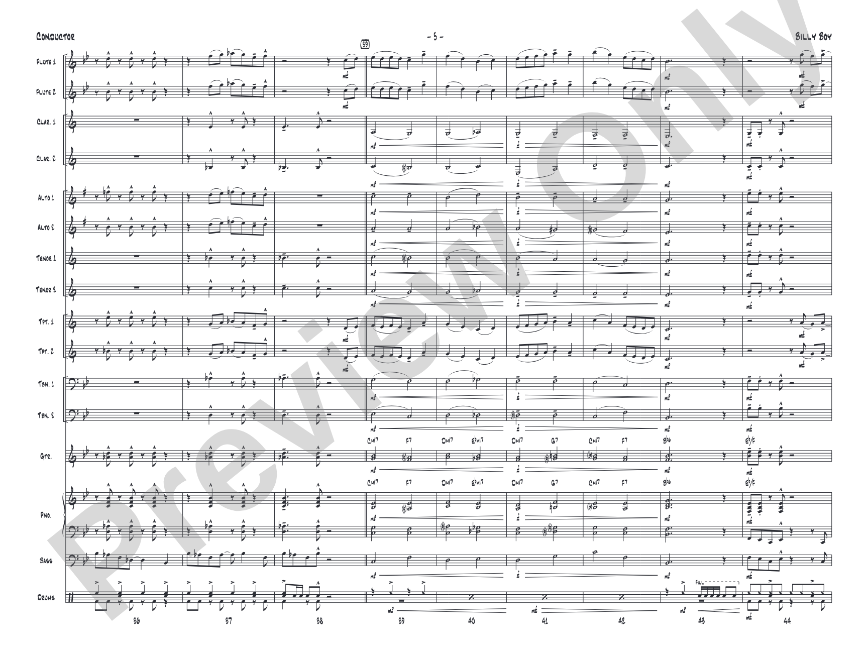 Billy Boy: Jazz Ensemble Conductor Score & Parts