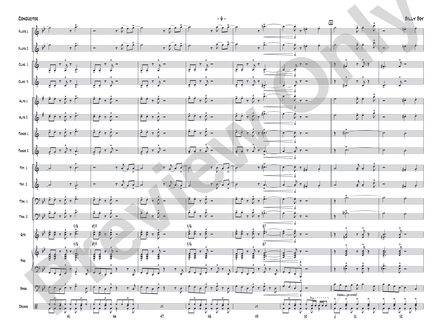 Billy Boy: Jazz Ensemble Conductor Score & Parts