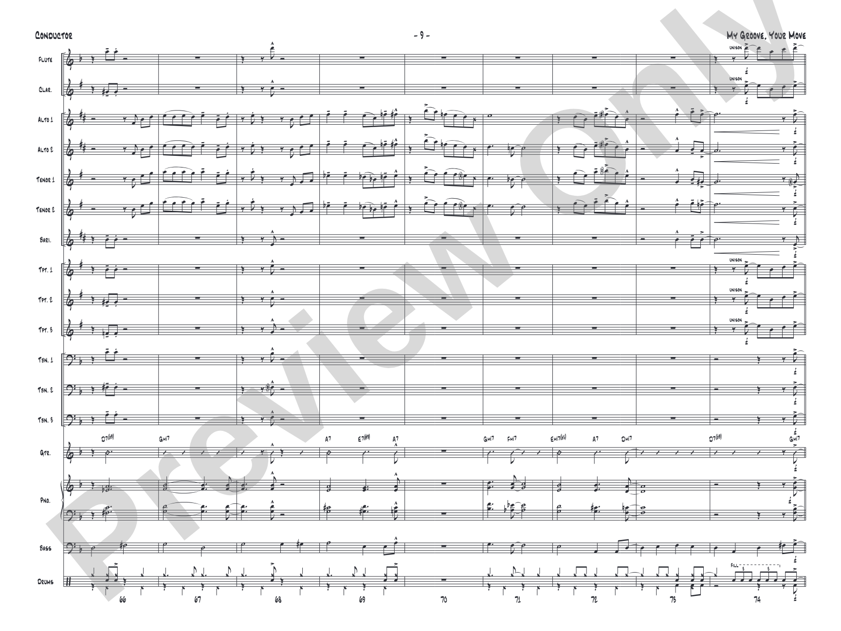 My Groove, Your Move: Jazz Ensemble Conductor Score & Parts