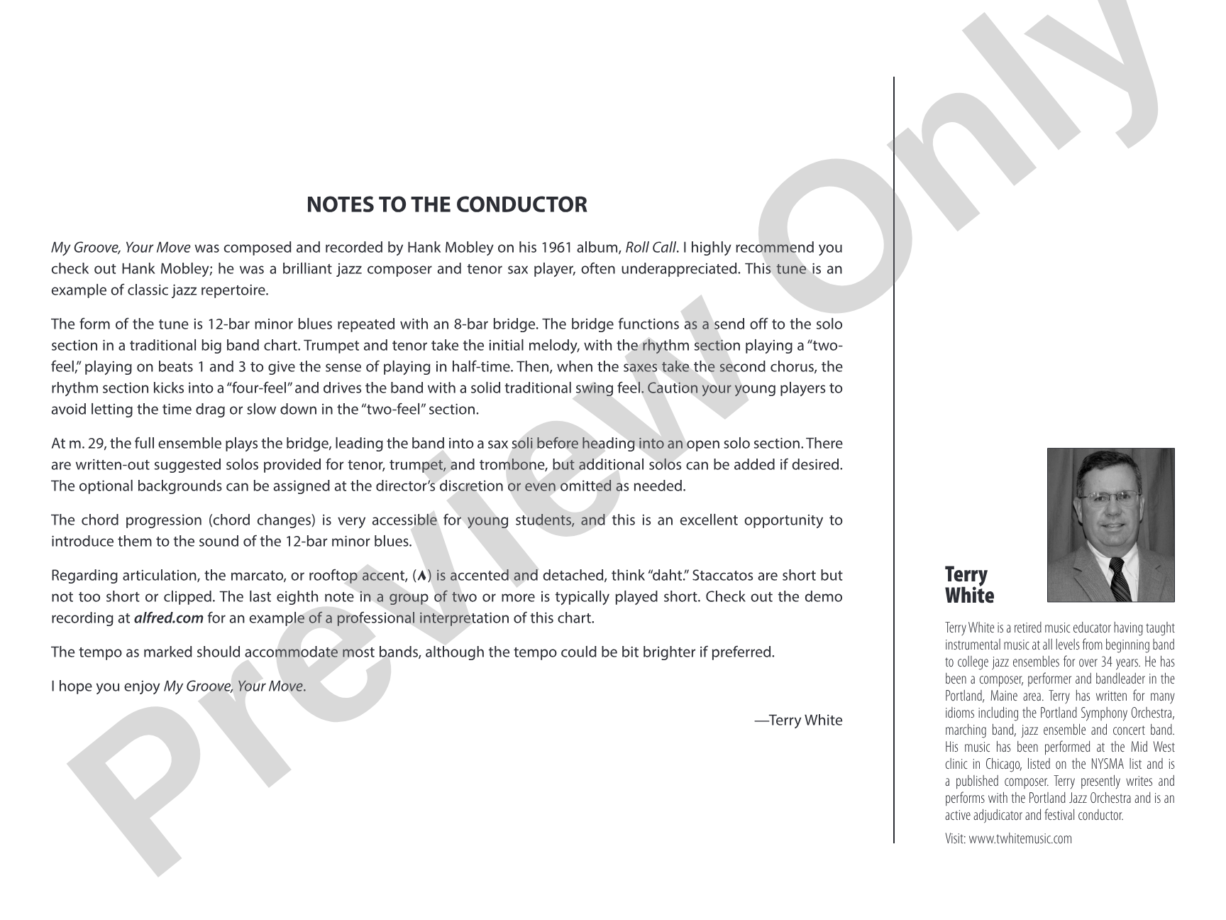 My Groove, Your Move: Jazz Ensemble Conductor Score & Parts