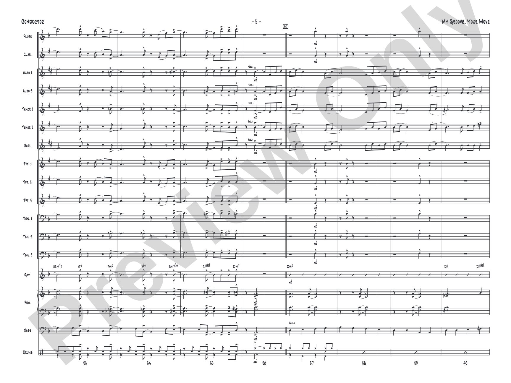 My Groove, Your Move: Jazz Ensemble Conductor Score & Parts