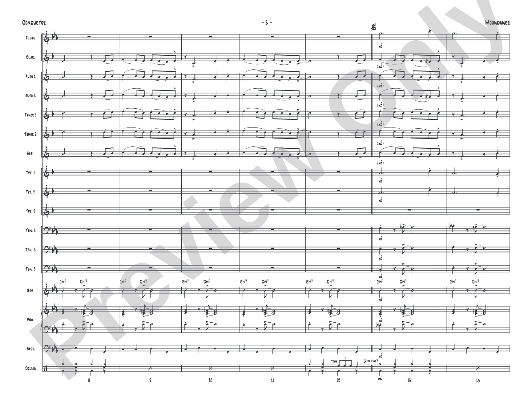 Moondance: Jazz Ensemble Conductor Score & Parts