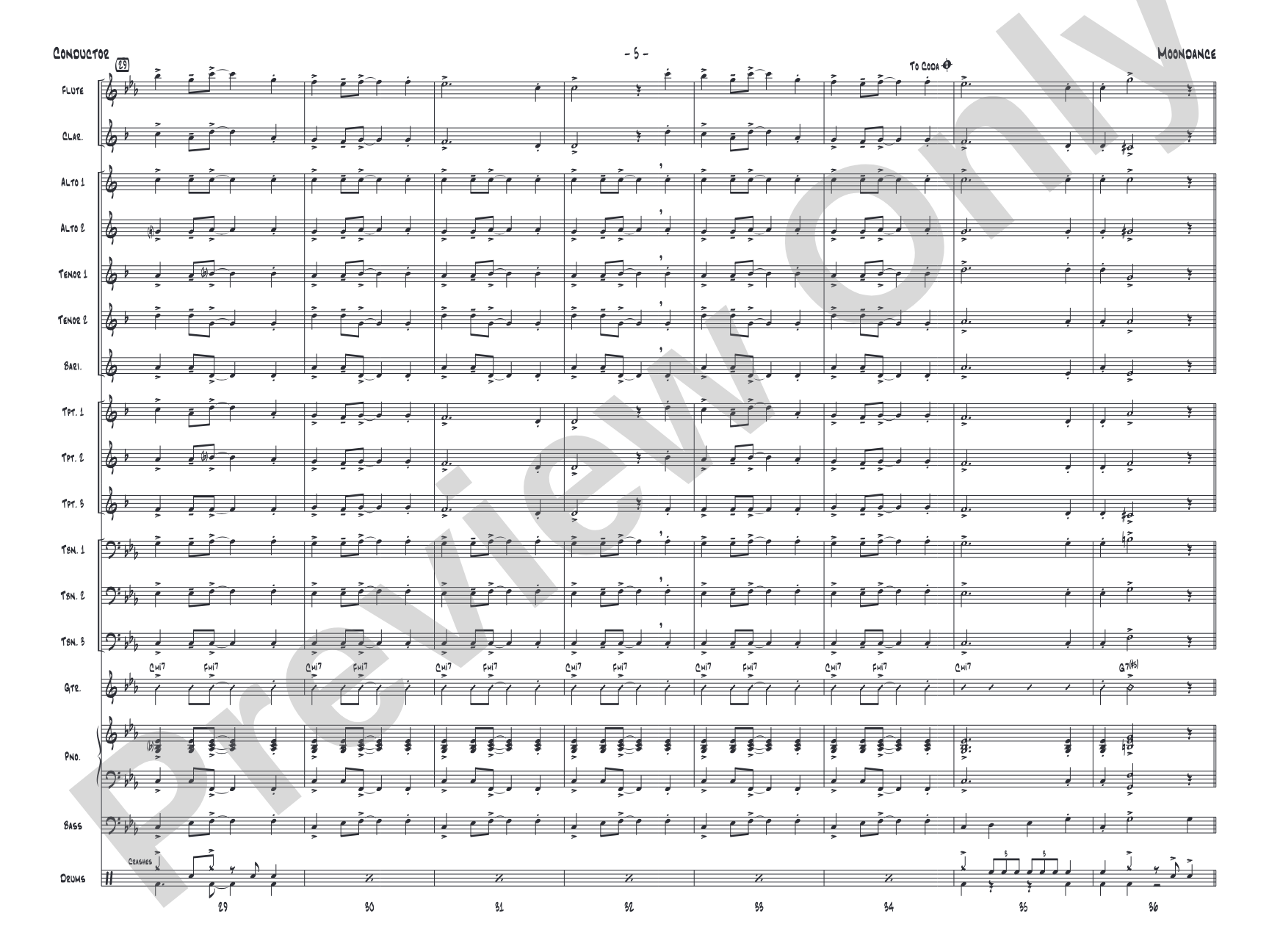Moondance: Jazz Ensemble Conductor Score & Parts