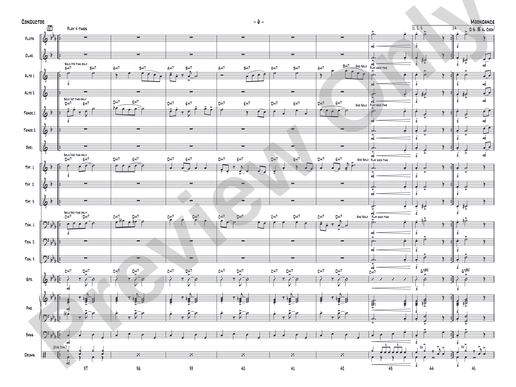 Moondance: Jazz Ensemble Conductor Score & Parts