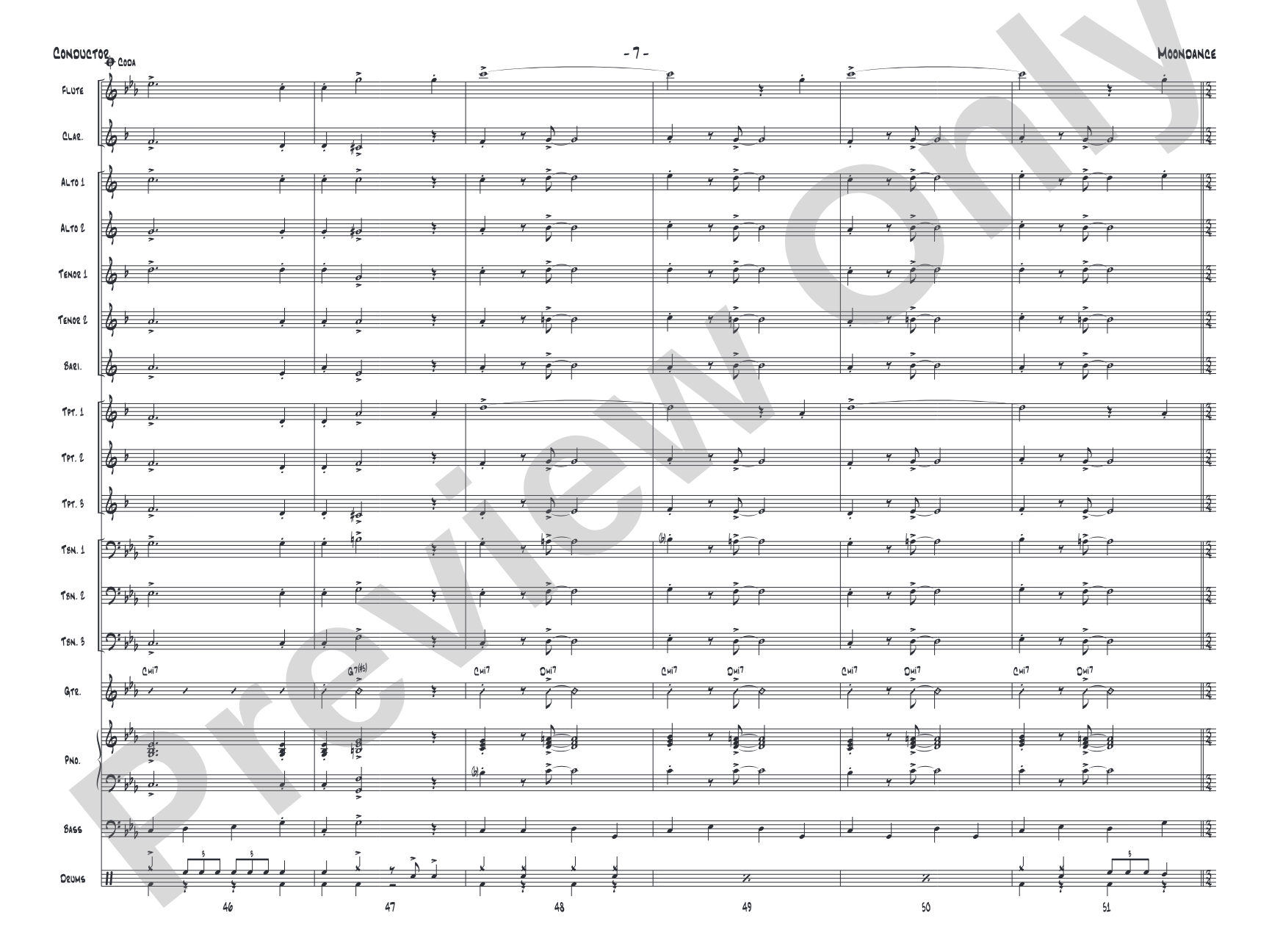 Moondance: Jazz Ensemble Conductor Score & Parts
