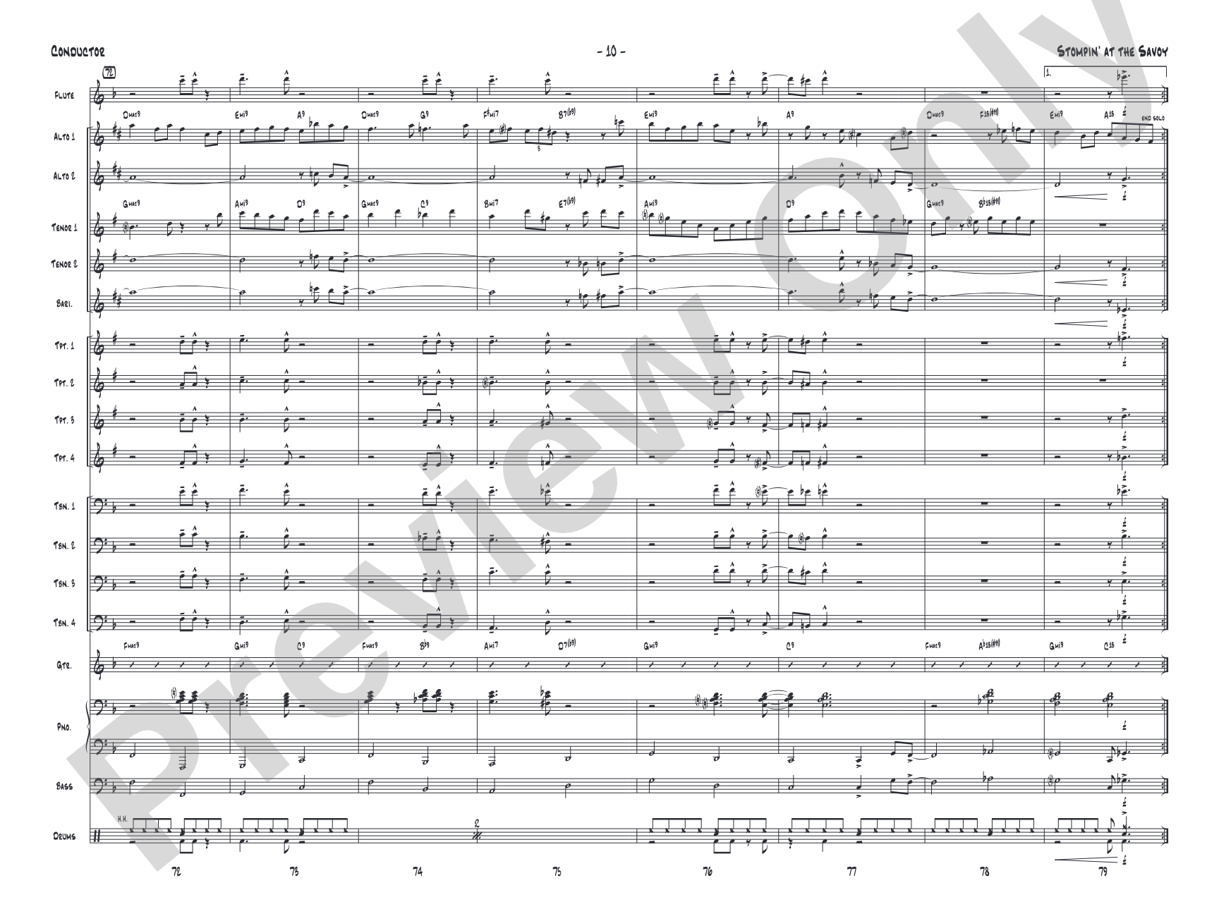 Stompin' at the Savoy: Jazz Ensemble Conductor Score & Parts