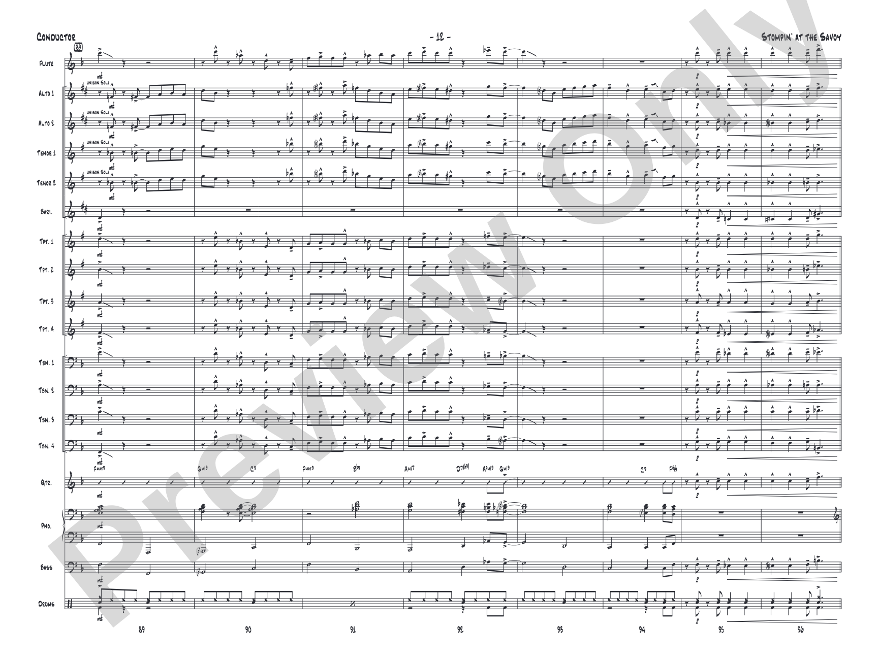 Stompin' at the Savoy: Jazz Ensemble Conductor Score & Parts