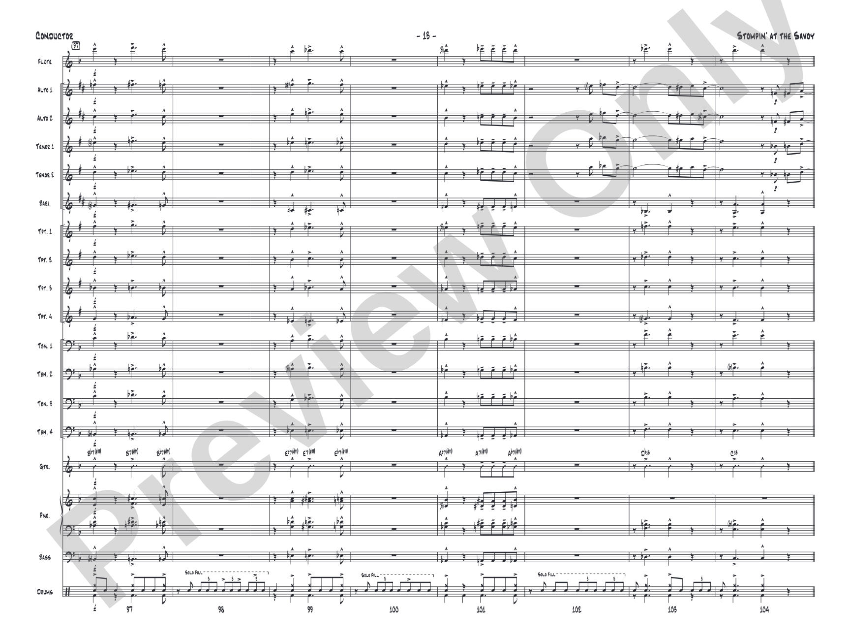 Stompin' at the Savoy: Jazz Ensemble Conductor Score & Parts
