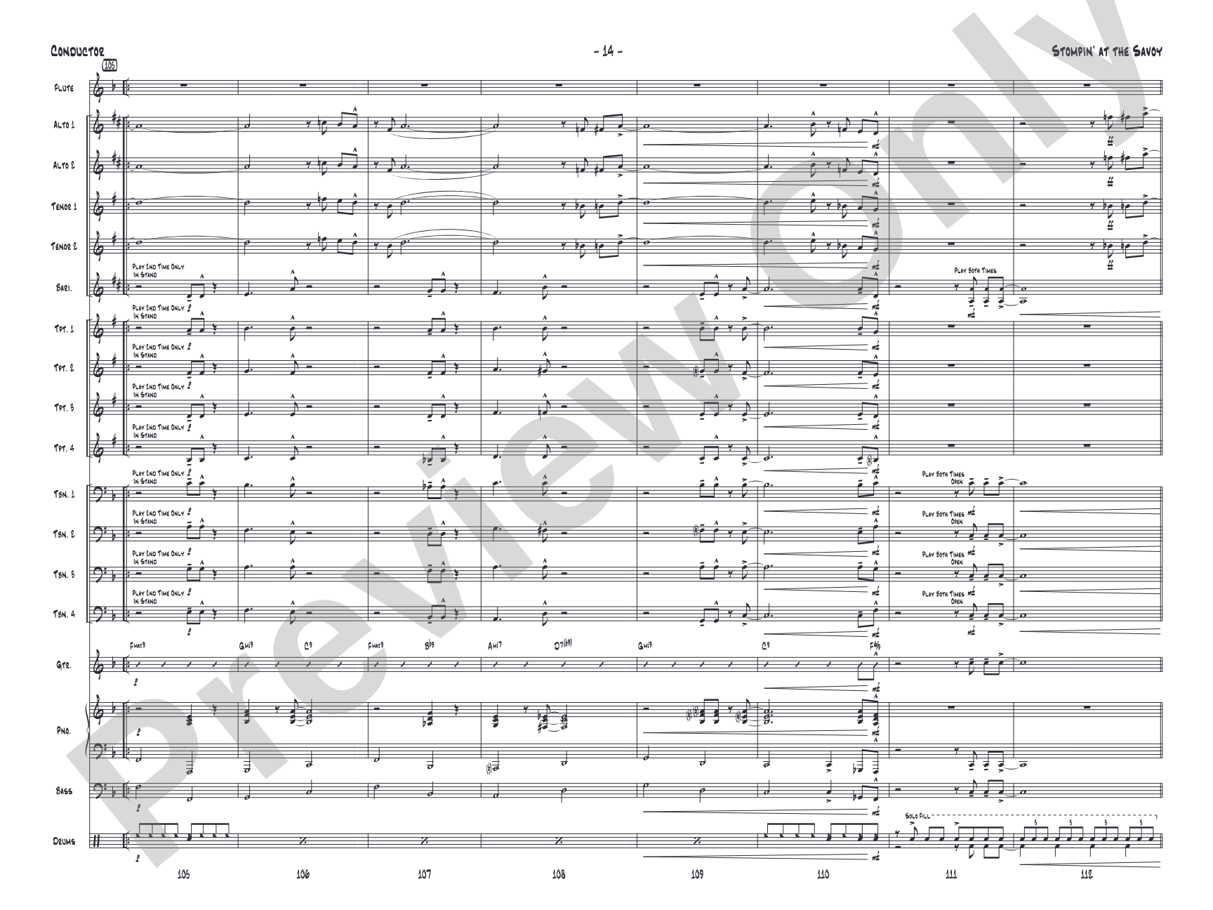 Stompin' at the Savoy: Jazz Ensemble Conductor Score & Parts
