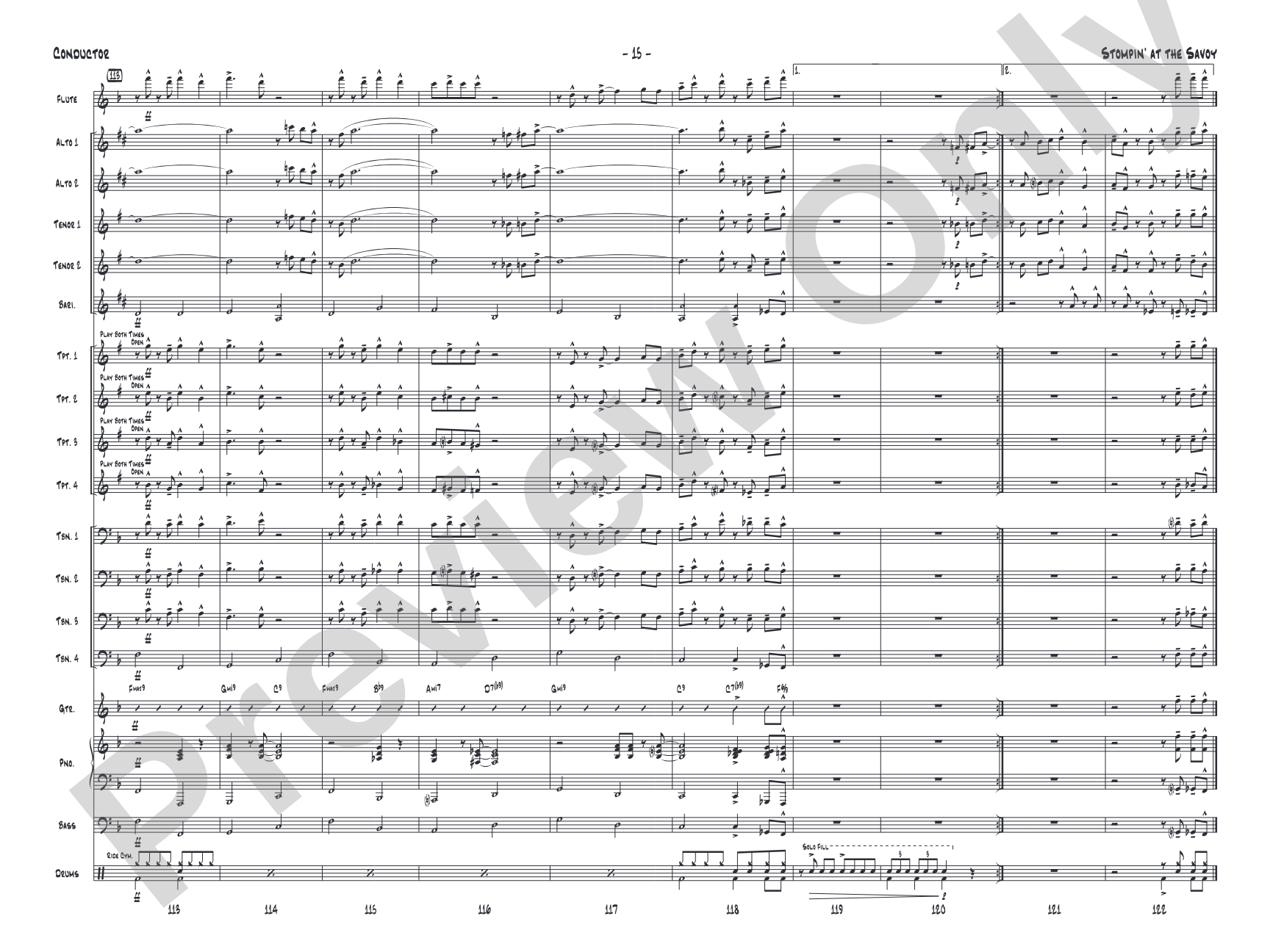 Stompin' at the Savoy: Jazz Ensemble Conductor Score & Parts