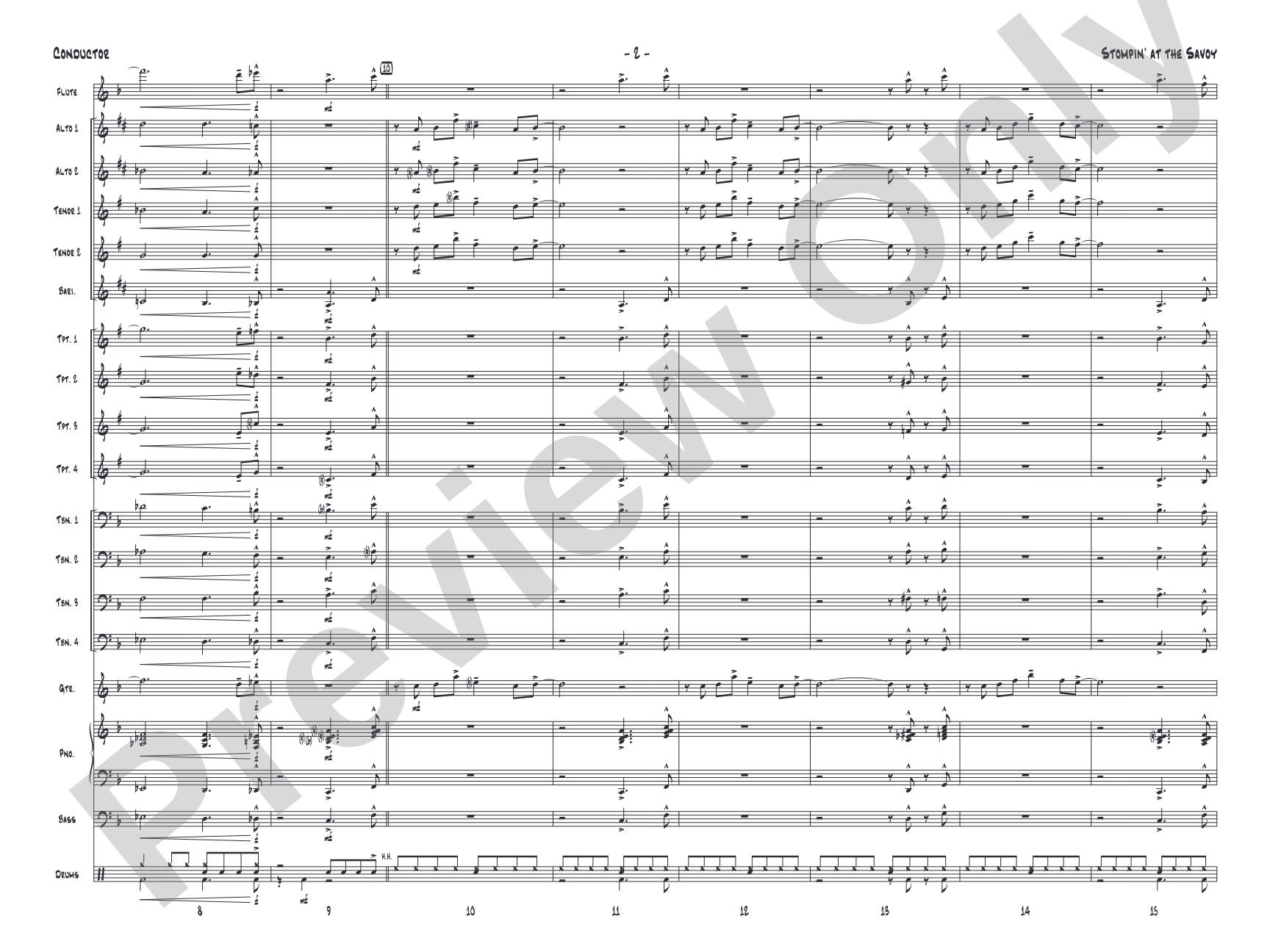 Stompin' at the Savoy: Jazz Ensemble Conductor Score & Parts