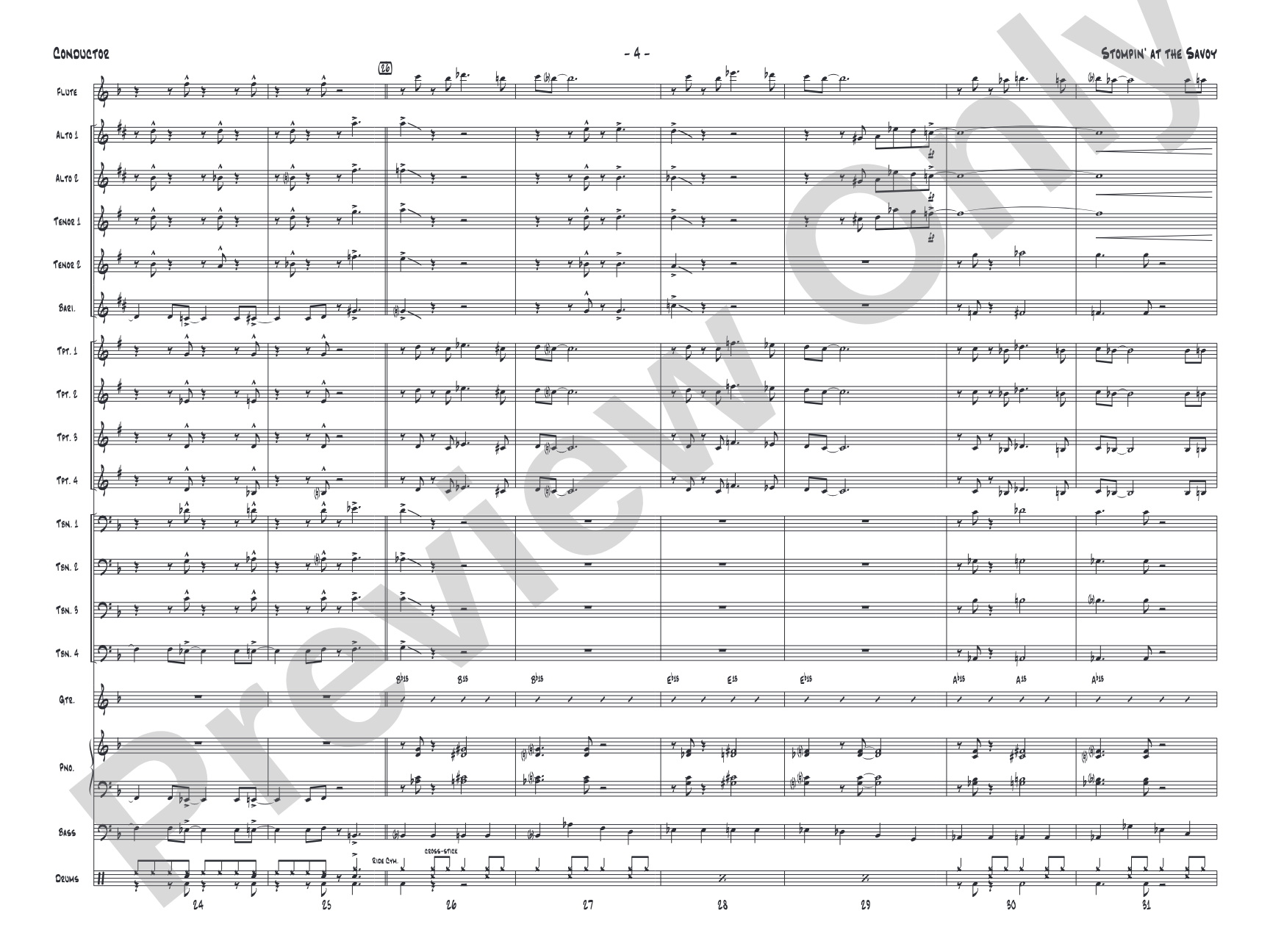 Stompin' at the Savoy: Jazz Ensemble Conductor Score & Parts