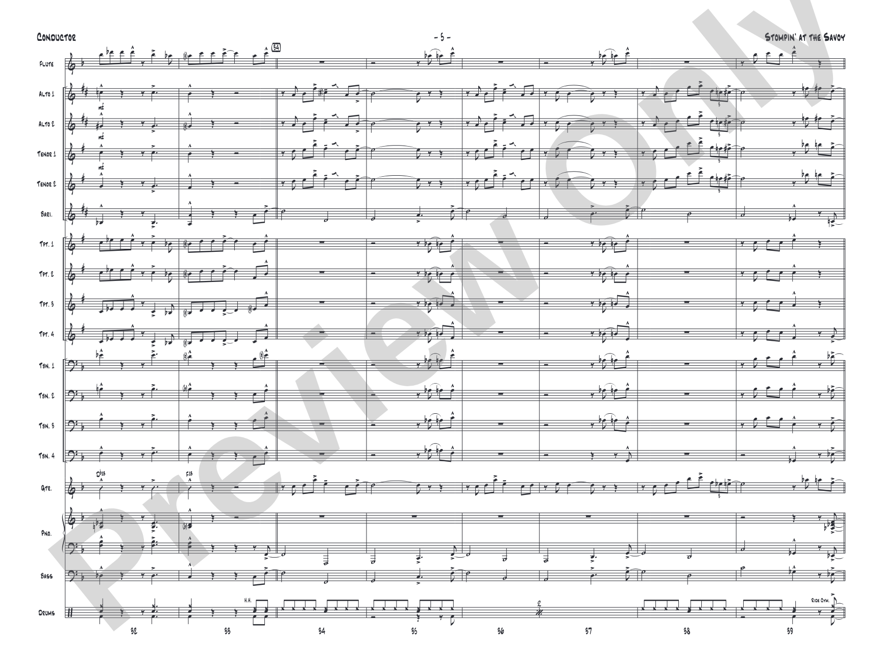 Stompin' at the Savoy: Jazz Ensemble Conductor Score & Parts