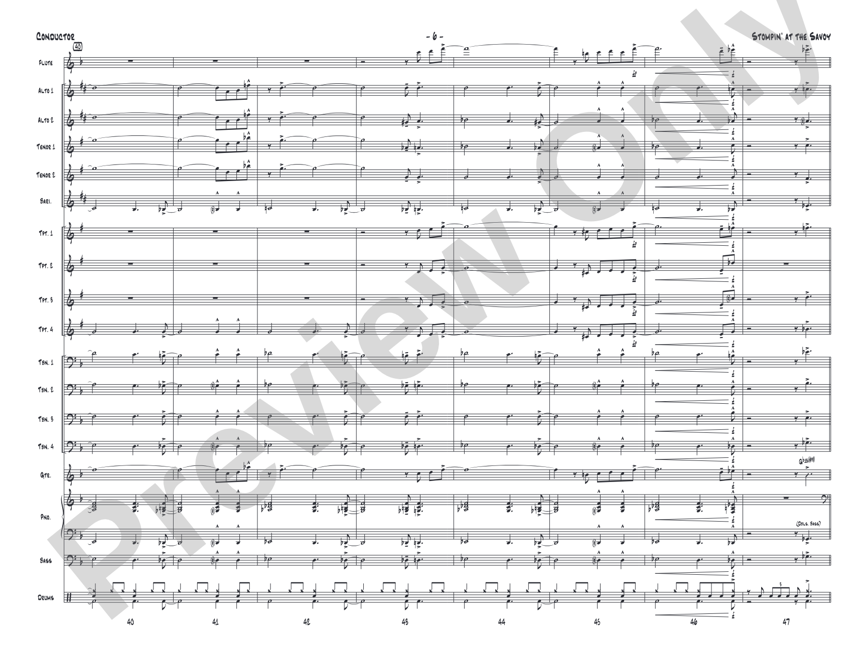 Stompin' at the Savoy: Jazz Ensemble Conductor Score & Parts